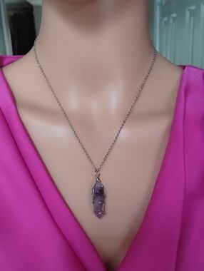 Amethyst Wire-Wrap Pendant Necklace